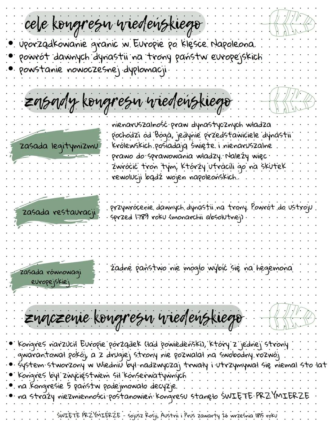 # Kongres
wiedeński
1814-1815
Długa seria narad dyplomatycznych.
( urozmaicity ją bale, przyjęcia i polowania), odbywających się w Wiedn