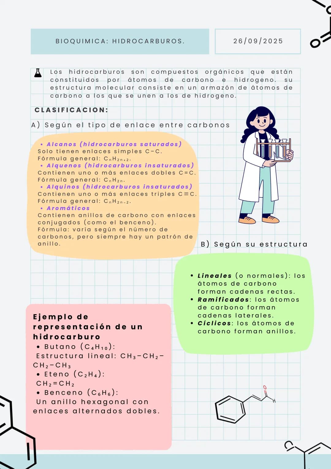 BIOQUIMICA: HIDROCARBUROS.
26/09/2025
Los hidrocarburos son compuestos orgánicos que están
constituidos por átomos de carbono e hidrogeno.
